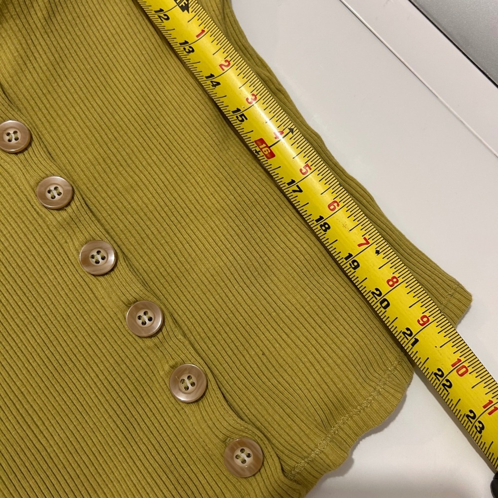 Free People Chartreuse Ribbed Button Tank - Picture 12 of 12